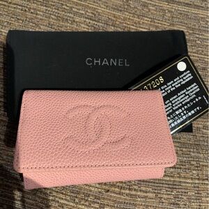 💯 authentic chanel timeless CC 6 keys holder pink caviar leather 💕